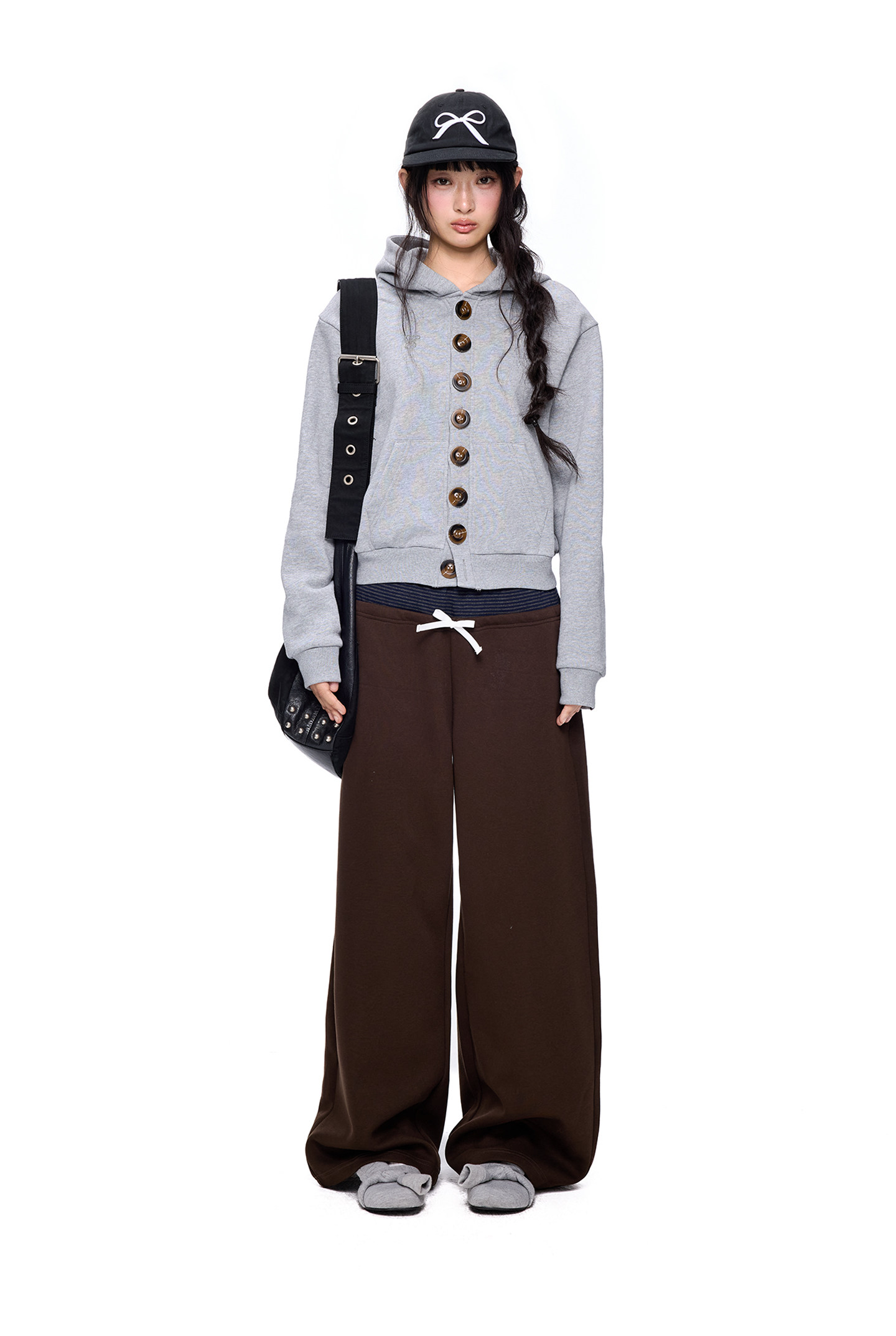 EZEK Multi-Button Embroidered Cropped Hoodie