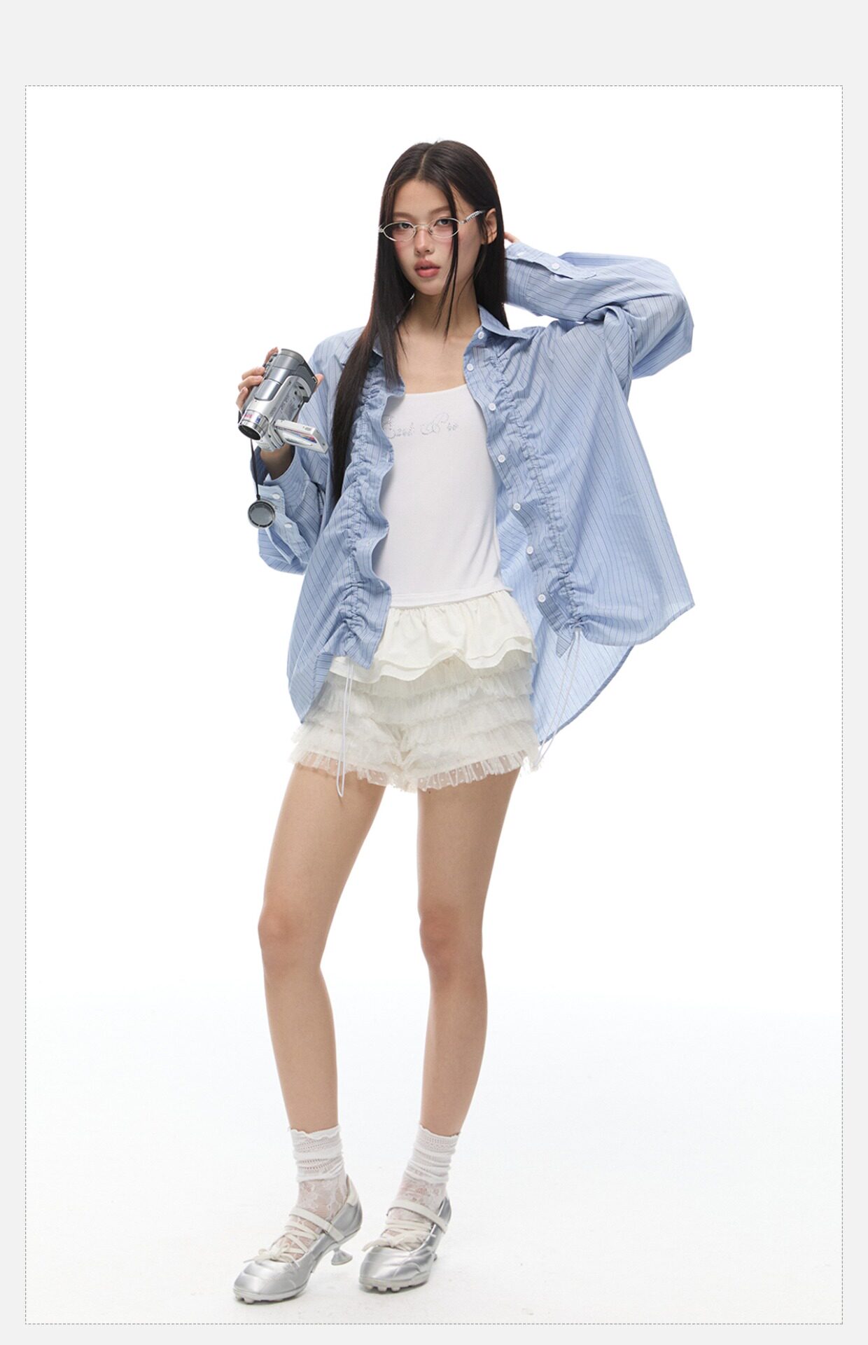 Тонкий лонгслив для отдыха, летняя рубашка, на шнурках, оверсайз 