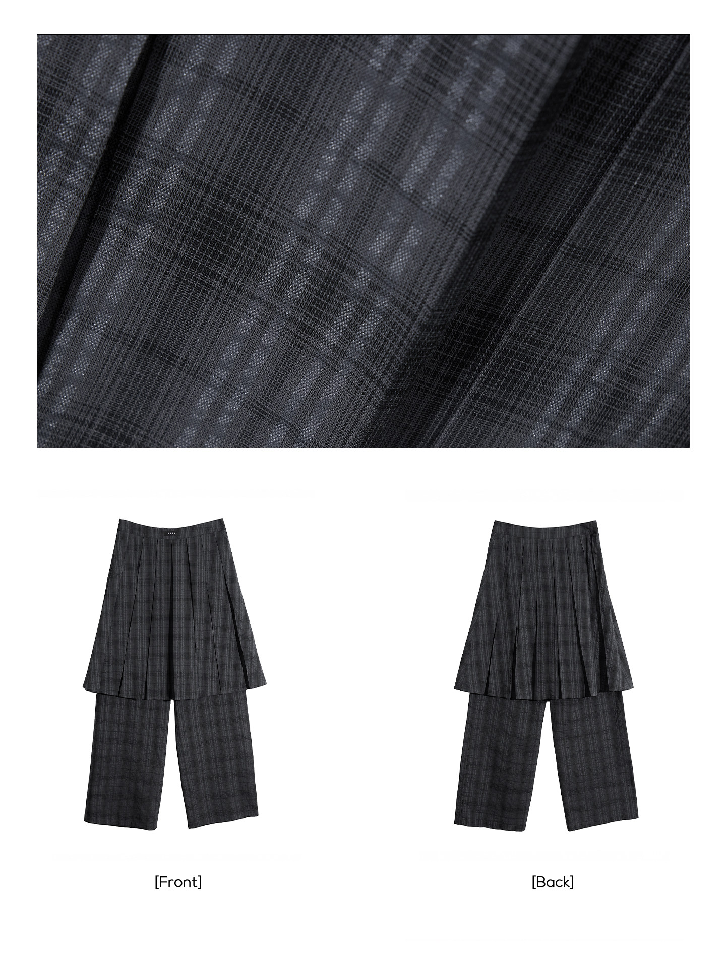 EZEK Plaid Pleated Wide-Leg Skirt Pants