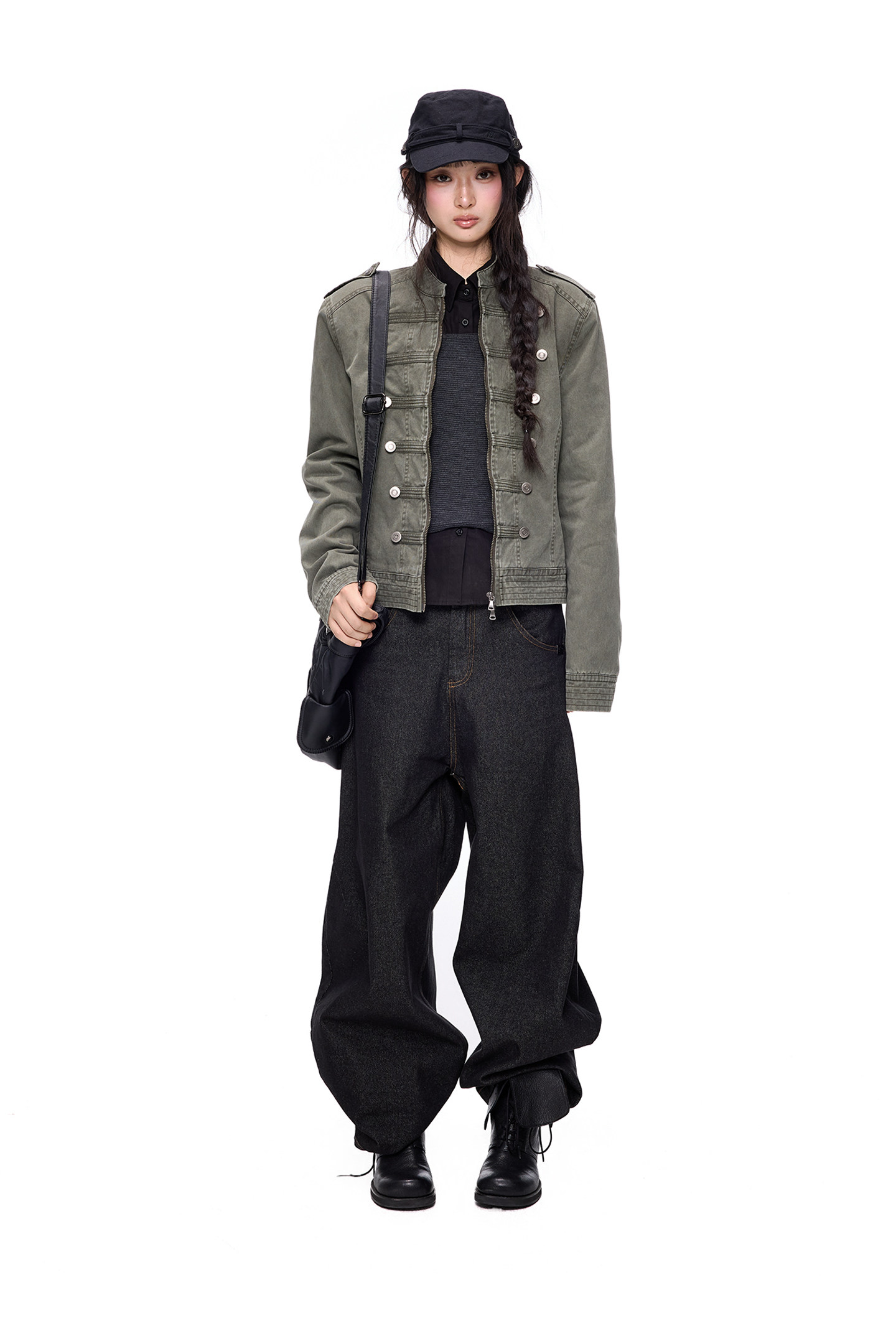 EZEK Double-Breasted Washed Denim Jacket