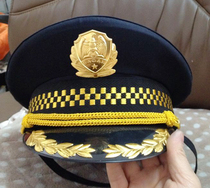Gold hat edge big brimmed hat security uniform accessories big cap security training CAP duty hat military cap Black