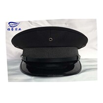 Hong Kong style black brimmed hat military cap EVA foam thick hat security duty hat bright skin cap cap