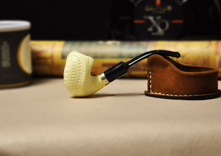 Turkish sepiolite pipe MUHSIN freestyle polyhedron silver circle bends