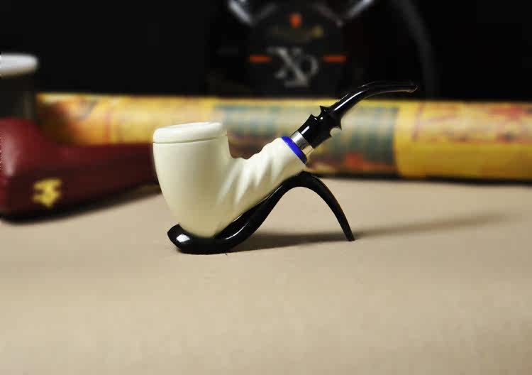 (original stone spot) Turkish IMP sea bubble stone tobacco bucket 925 silver ring glossy free style