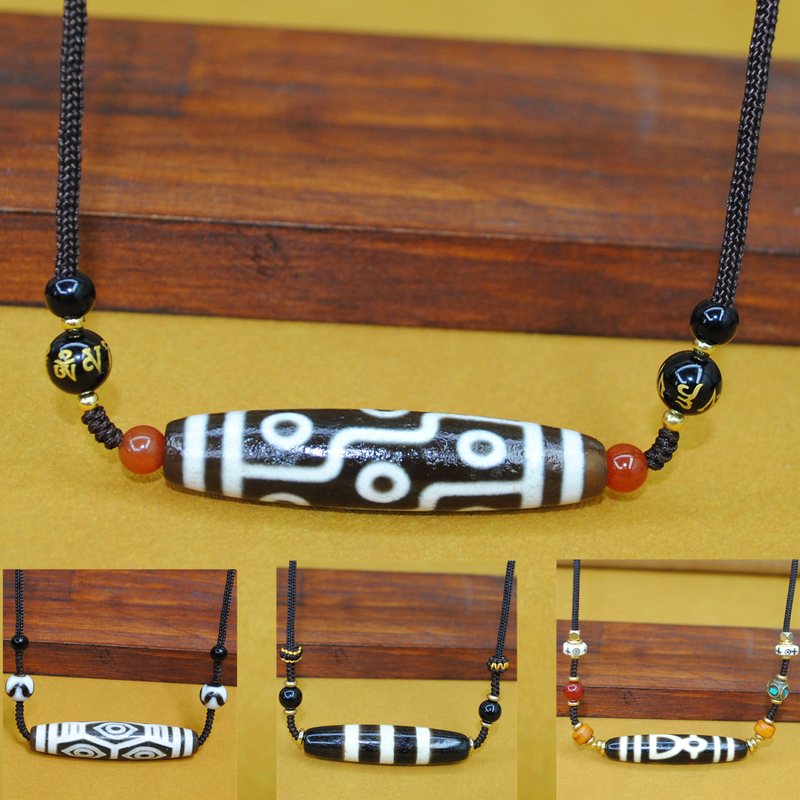 Natural Genuine Agate Two-Three-Five-Seven-Nine-Eyed God of Wealth Treasure Bottle Tiger Tooth Dzi Bead Necklace Pendant for Men and Women