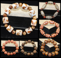 Tibet natural genuine chalcedony agate sky beads nine eyes three eyes rough stone bracelet hand string for men and women