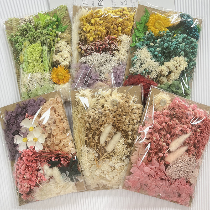 Mixed Dried Flowers DIY Handmade Candle Plaster Real Flowers Air-Dried Eternal Flowers Multi-Color Series Activity Material Kit Photo Frame Set