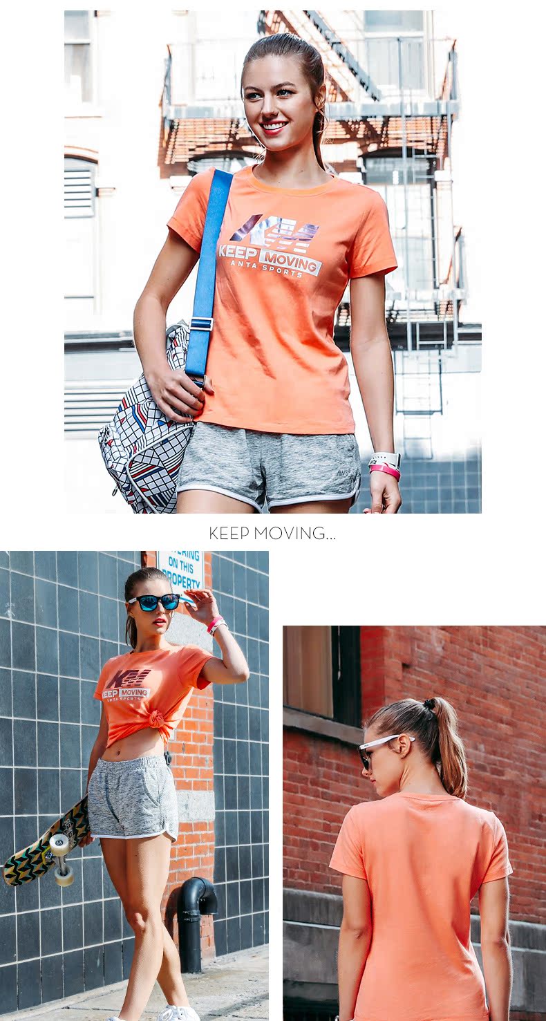 Áo thun nữ tay ngắn Anta hè 2019 chạy bộ giảm béo thoáng khí thể thao cotton cổ tròn nửa tay áo - Áo phông thể thao áo tanktop