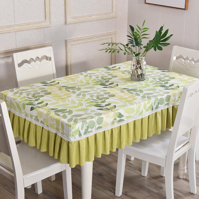 Minimalist modern upscale green table cloth rectangular fresh green cotton linen table cover for home dining room table cloth custom-made