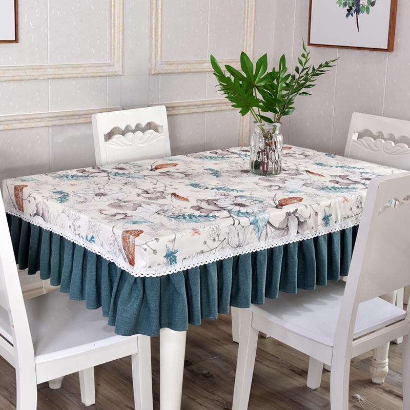 Field Garden tea table cover Hood Cloth Rectangular Dining Table Tablechuobu Ink Green Table Cloth Living Room Home Desk Sleeve-Taobao