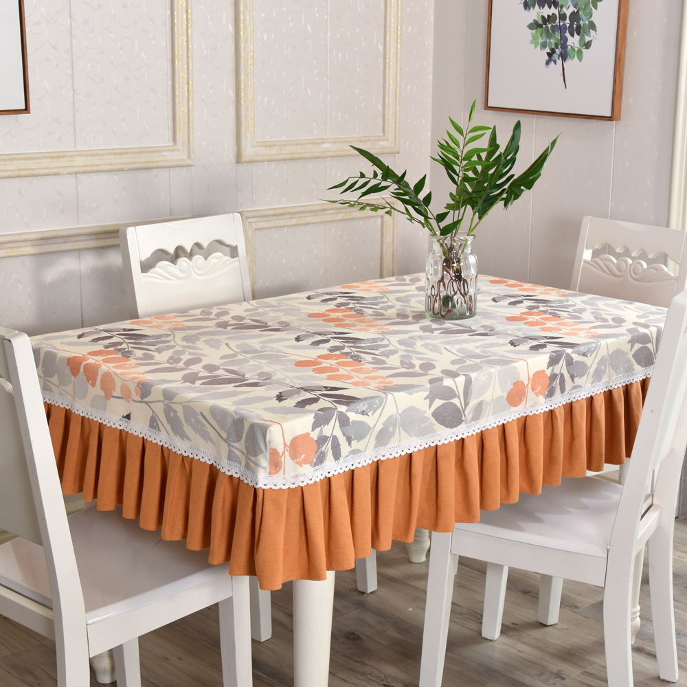 Pastoral coffee table cover all-inclusive restaurant tablecloth household rectangular non-slip tablecloth cotton and linen cloth art small fresh garden shape