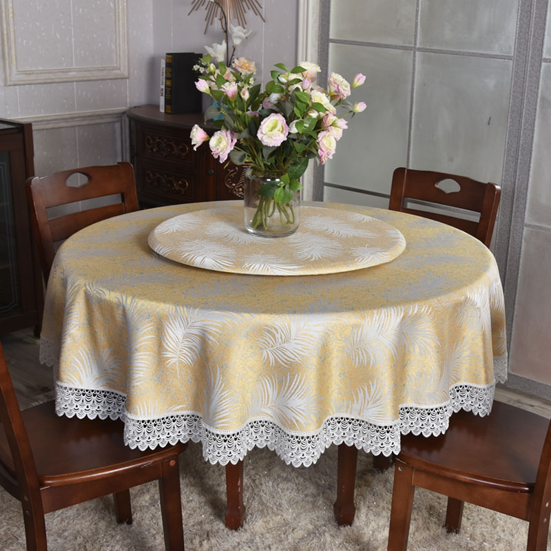 Minimalist yellow round table cloth large hotel turntable table cloth table cloth room water soluble side washable round table cloth