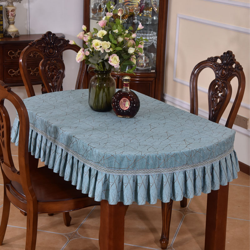European high-end luxury fabric oval tablecloth tablecloth rectangular tablecloth square set desk coffee table set - Taobao