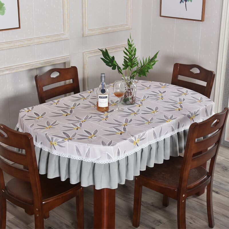 Pastoral cotton and linen tablecloth 2021 new oval gray tablecloth coffee table cloth living room seat cloth cover towel