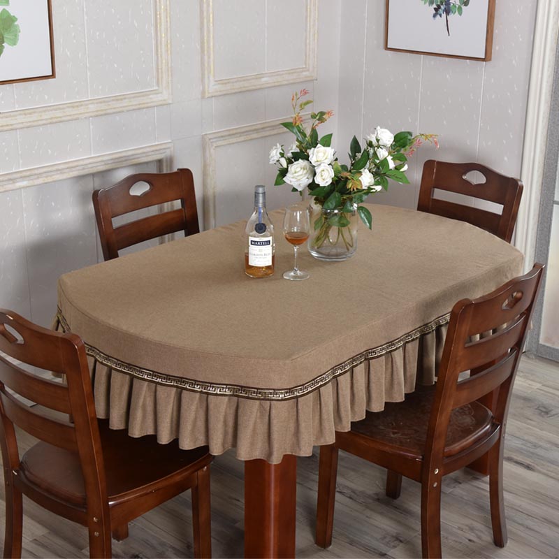 Brief Coffee Pure Color Long Oval Table Cloth Color Retractable Folding Elliptical Table Cloth Home Fabric Customize
