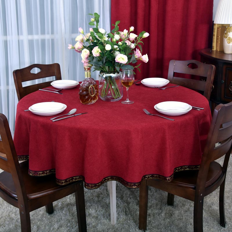 Red Pure Color Table Bridal Wedding Rectangular Joyous Circular Cloth Art Home Monochrome Minimalist Conference Tablecogram Can Be Set Up