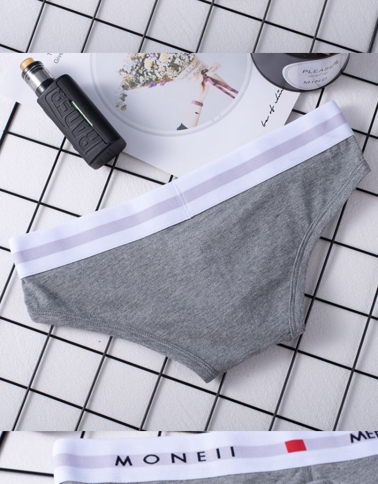 Quần lót nam hình tam giác Quần cotton eo thấp bikini Sexy U lồi thoải mái Đồ lót trẻ trung Tide Đồ lót nam đóng hộp - Eo cao sịp nam