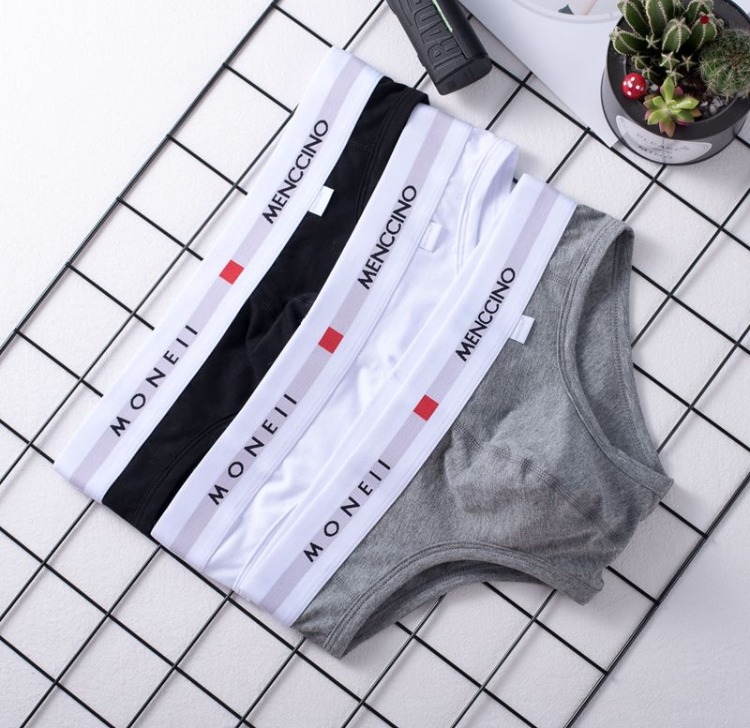 Quần lót nam hình tam giác Quần cotton eo thấp bikini Sexy U lồi thoải mái Đồ lót trẻ trung Tide Đồ lót nam đóng hộp - Eo cao sịp nam