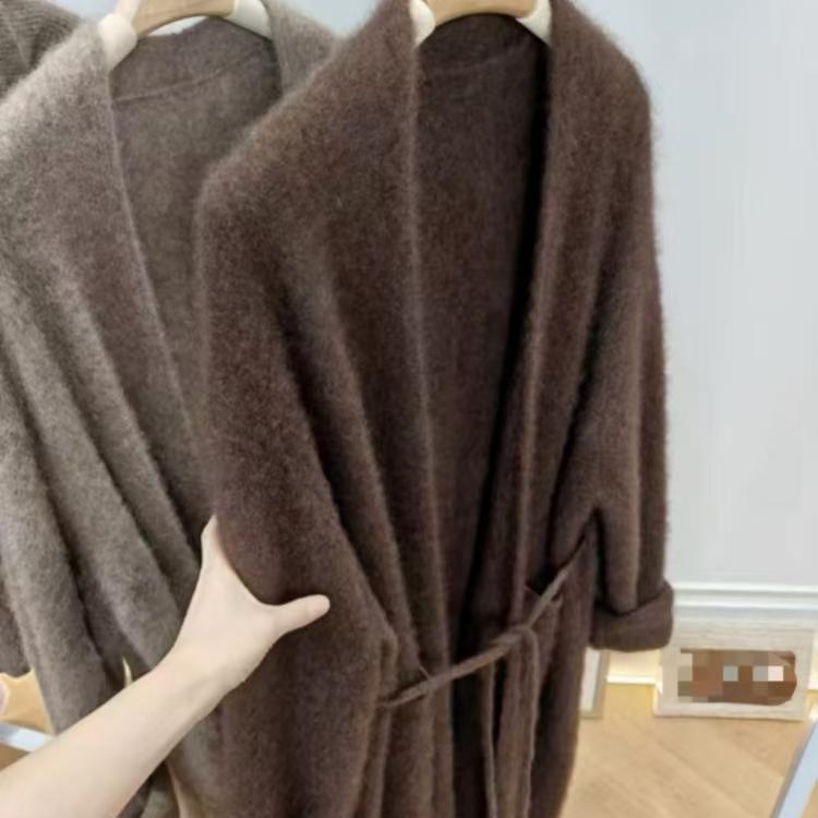 So Soft Gold Hidden! Heavy Weight Cloud 100% Yak Velvet Brushed Long Belt Cardigan Jacket So Soft Gold Hidden! Heavy Weight Cloud 100% Yak Velvet Brushed Long Belt Cardigan Jacket