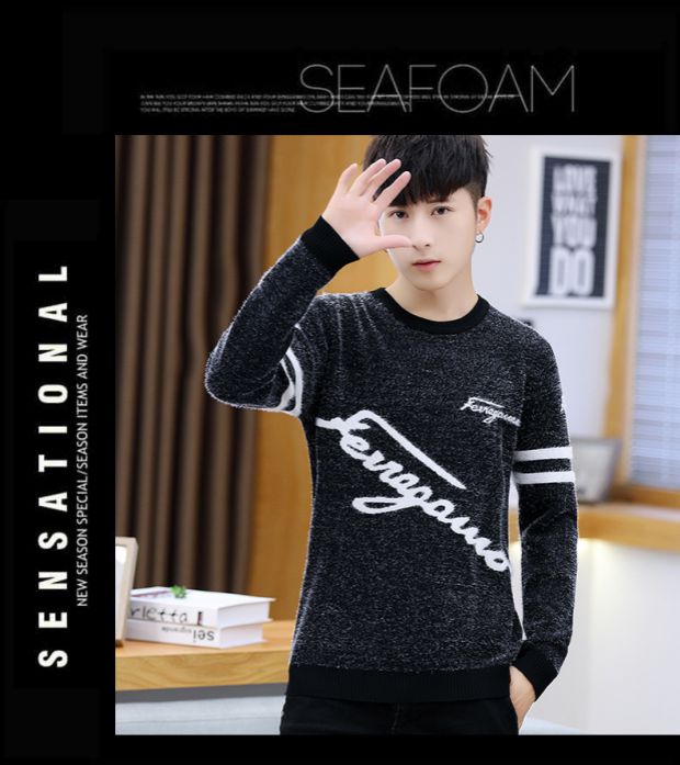 Áo len cổ tròn mùa đông nam phiên bản Hàn Quốc của Ma Haimao áo khoác nam ấm áp và áo len dày nhung - Cardigan áo len nam cổ lọ