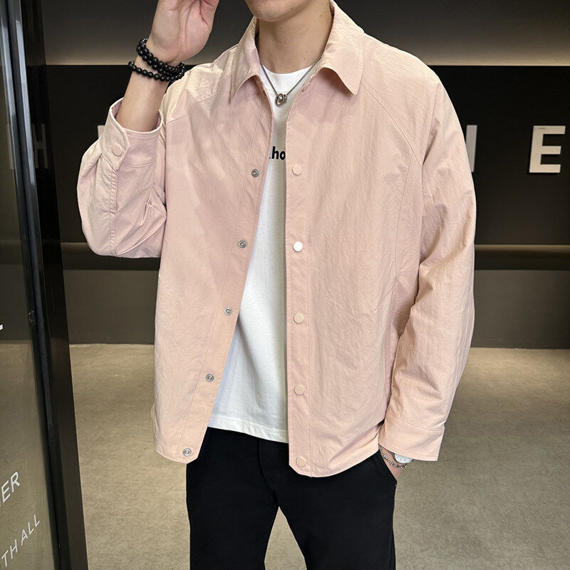 Shirt Collar Loose Jacket for Men, Spring 2025 New Fashion Trend, Simple and Versatile, Stylish Workwear Top