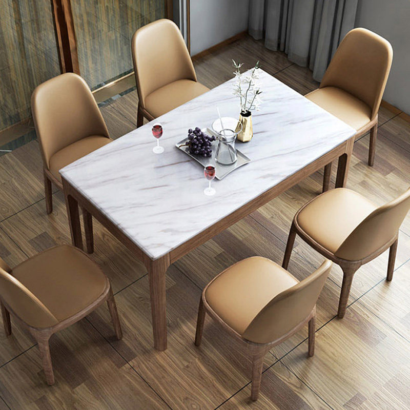 Dining table marble dining table rectangular modern minimalist small apartment dining table Nordic solid wood dining table and chair combination