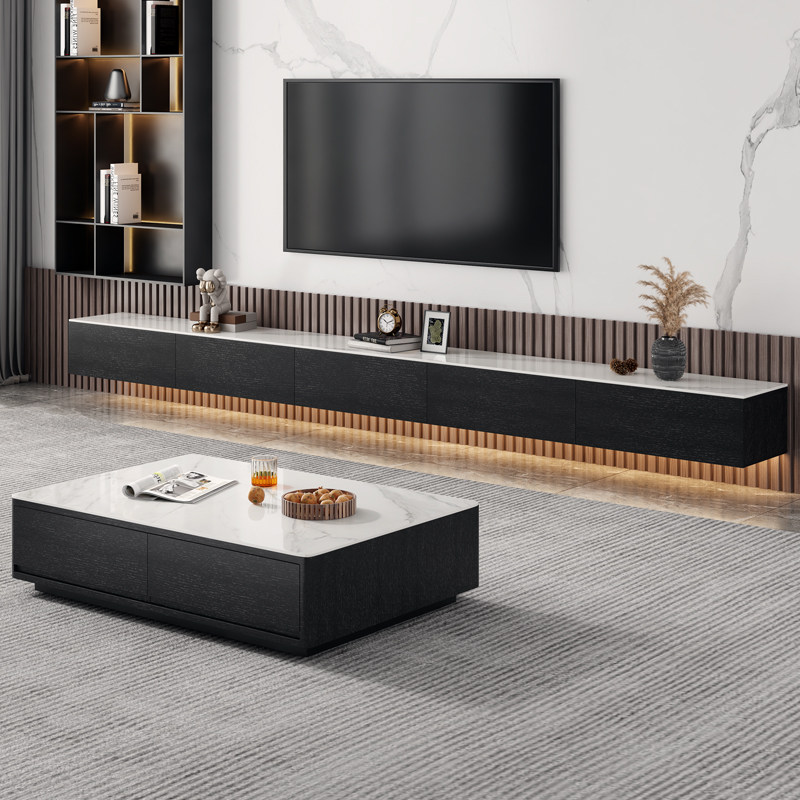 Rock slab suspended TV cabinet coffee table combination modern minimalist living room 2021 new wall-mounted TV cabinet