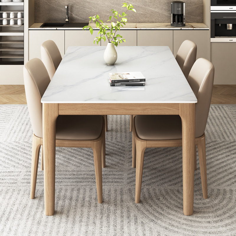 Rock tablesSmall household dining table Nordic wind rectangular dining room table log log full wood table