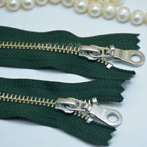 YKK5 metal white copper single zipper 50-120cm dark green-cardigan down jacket jacket leather placket
