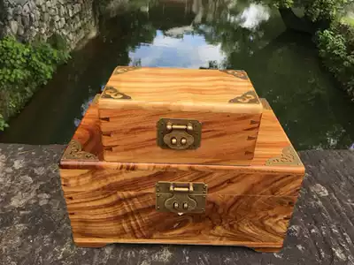 Small camphor wood box camphor wood box Jewelry box storage box Multi-layer antique solid wood mortise and tenon Old red camphor collection custom