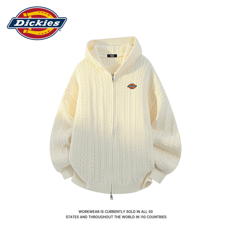 Dickies Official Authentic Autumn New American-Style Loose Hooded Casual Cardigan Sweater Men's Knitted Jacket