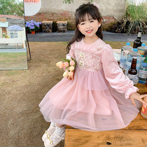 Girls dress autumn 2022 new Yangtze Childrens Princess Dress Childrens Long Sleeve Dress