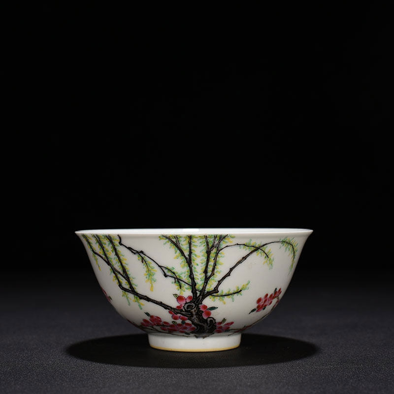 Clear Dry Lung Enamel Apricot Plum Spring Oatmeal Bowl