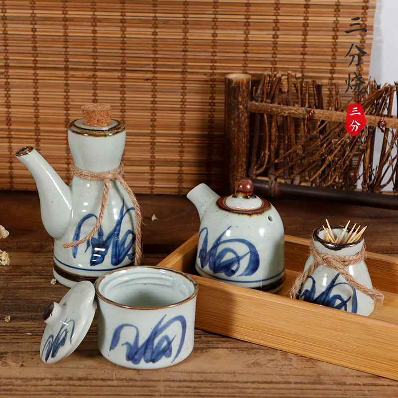 30% Burning Creative Soy Sauce Vinegar Day Style Ceramic Dining Room Commercial Sauce Bottle Home Oil Pot Seasoned Chili Jar Suit