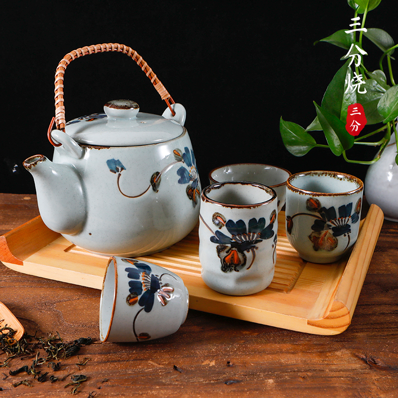 Three-point ceramic hand-held cup Japanese-Korean hand-painted vintage teacup Water cup table cup Hotel commercial soup cup