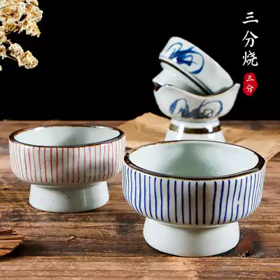 Three-point yaki Japanese-style creative couple pudding dessert ice cream ball bowl Ceramic high-legged snack bowl Dining room ice powder bowl