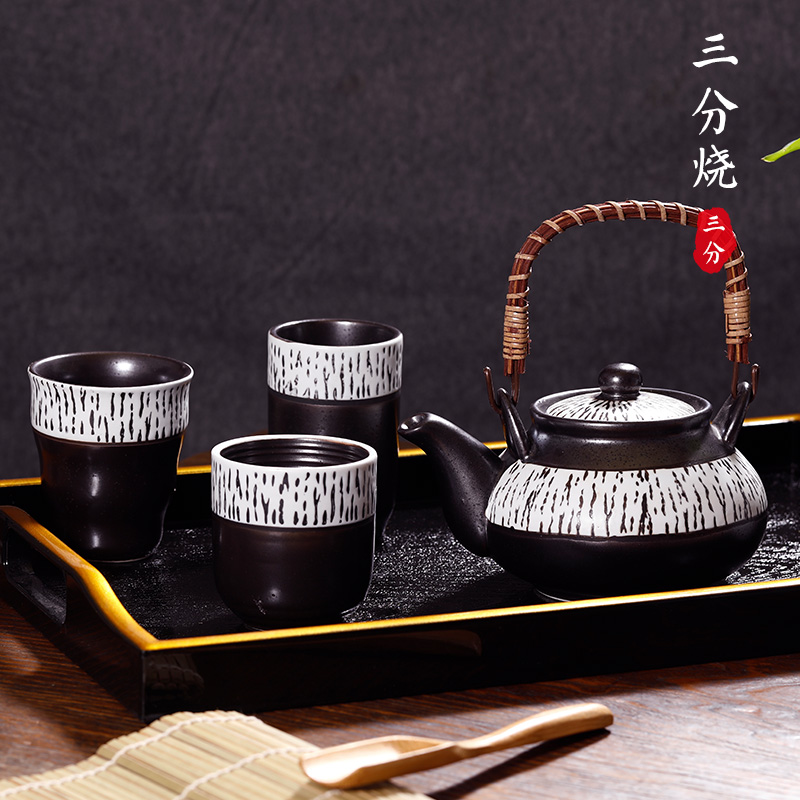 30% Burn Ink Dye Teapot Day Style Ceramic Bubble Teapot Large Capacity Dining Room Teacup single Ti-beam Kettle Retro Tea Tea