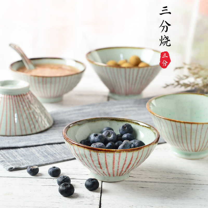 Day Style Hand-painted Ceramic Cutlery Bowl Home Soup Bowl Dining Bowl 4 5-inch bowls and style High foot bucket Bowl Dining Room