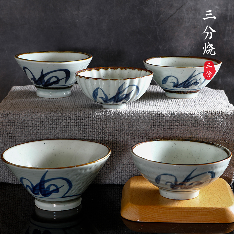 Three-point burning Japanese rice bowl with a single rice bowl creative soup bowl under glaze microwave available