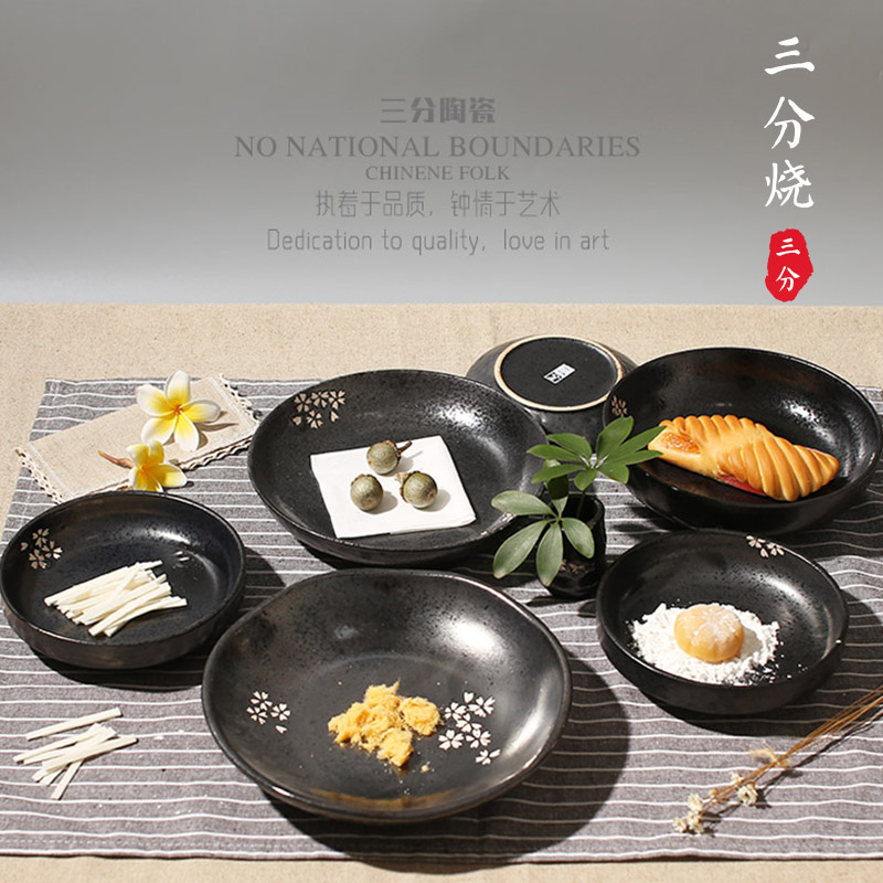 30% Ceramic Cutlery Cherry Blossom Deep Disc disc Disc Day Style Shallow Bowl, Japan-ROK cuisine creative with great round disc