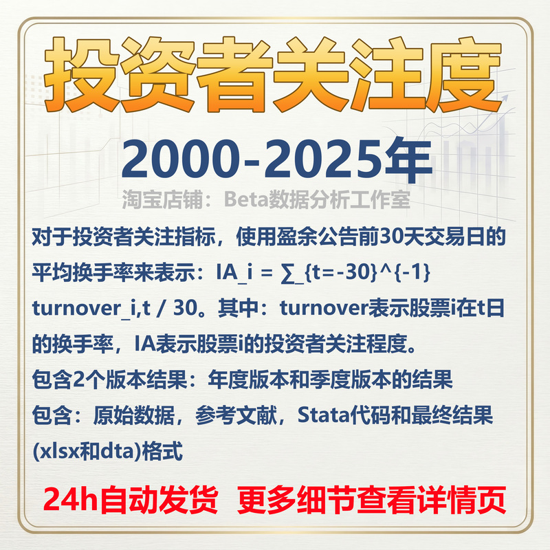 2000-2025 Listed Company Investor Attention Calculation Stata Code Turnover Rate before Earnings Announcement 2000-2025 Listed Company Investor Attention Calculation Stata Code Turnover Rate before Earnings Announcement
