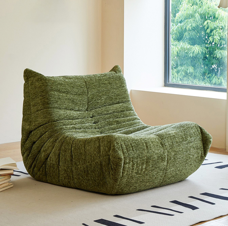 Chenille Plush Caterpillar Sofa Togo Original Living Room Lazy Cream Reclining Chair for Sleeping and Relaxing on the Balcony Single Chair