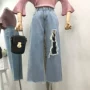 I 03 [cạp cao] quần jeans ống rộng ống rộng trắng phiên bản Hàn Quốc của quần nữ sinh viên ngọt ngào mới quần dài