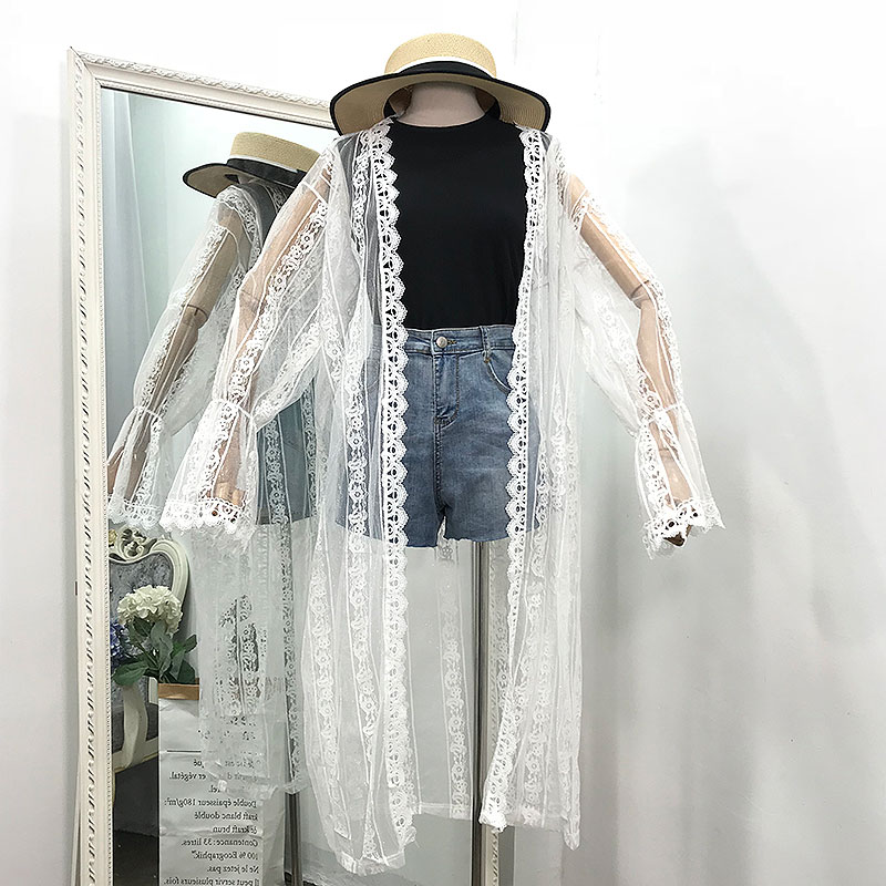 G 23 áo thun voan nữ mùa hè mới sọc crochet ren ren áo [mà không mất] mẫu áo sơ mi đẹp