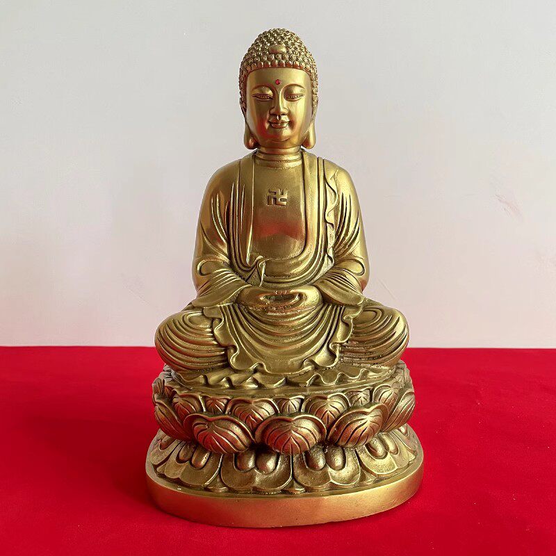Amitabha Buddha statue Sakyamuni Buddha Sakyamuni Buddha pharmacist Buddha three saints pure copper Buddha statue decoration Sanbao Buddha