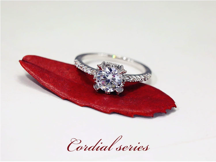 Nhẫn bạc mô phỏng bốn móng bằng bạc kim cương nữ đích thực 1 carat nhẫn nữ Mosang đá quý trứng chim bồ câu không rơi màu - Nhẫn nhẫn vàng nam 18k