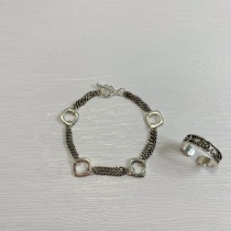  XAMI925 sterling silver old geometric Japanese and Korean style cold style punk style all-match ot buckle bracelet silver jewelry