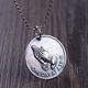 古银铺S925纯银复古工艺银吊坠双面实心圆牌祈祷之手女款银项链坠
