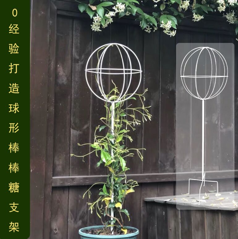 Stick candy Climbing Rattan Rack Iron Art Spherical Balcony Flower Shelf Iron Thread Lotus Blue Snowflake Wood Hibiscus Plant Flower Pot Bracket