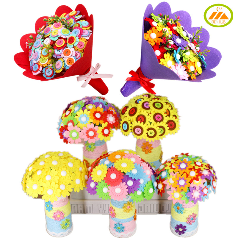 Mother's Day handmade button to hold the bouquet carnation Sunflower Children Make Diy Material Bag Thanksgiving Gift